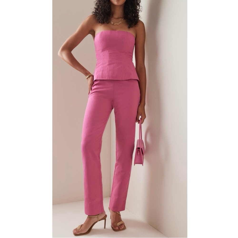 NEW STAUD PINK PRINTED HIGH-WAIST CROPPED PANTS - Picture 9 of 10